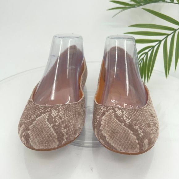 Born Women's Adour Flats Size 7.5 Ballet Shoe Brown Tan Leather Snakeskin Comfy - Picture 5 of 14